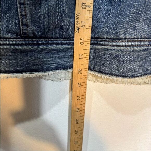 VTG Y2K Old Navy Women’s Faux Shearling Denim Trucker Jacket Size L - Picture 8 of 9